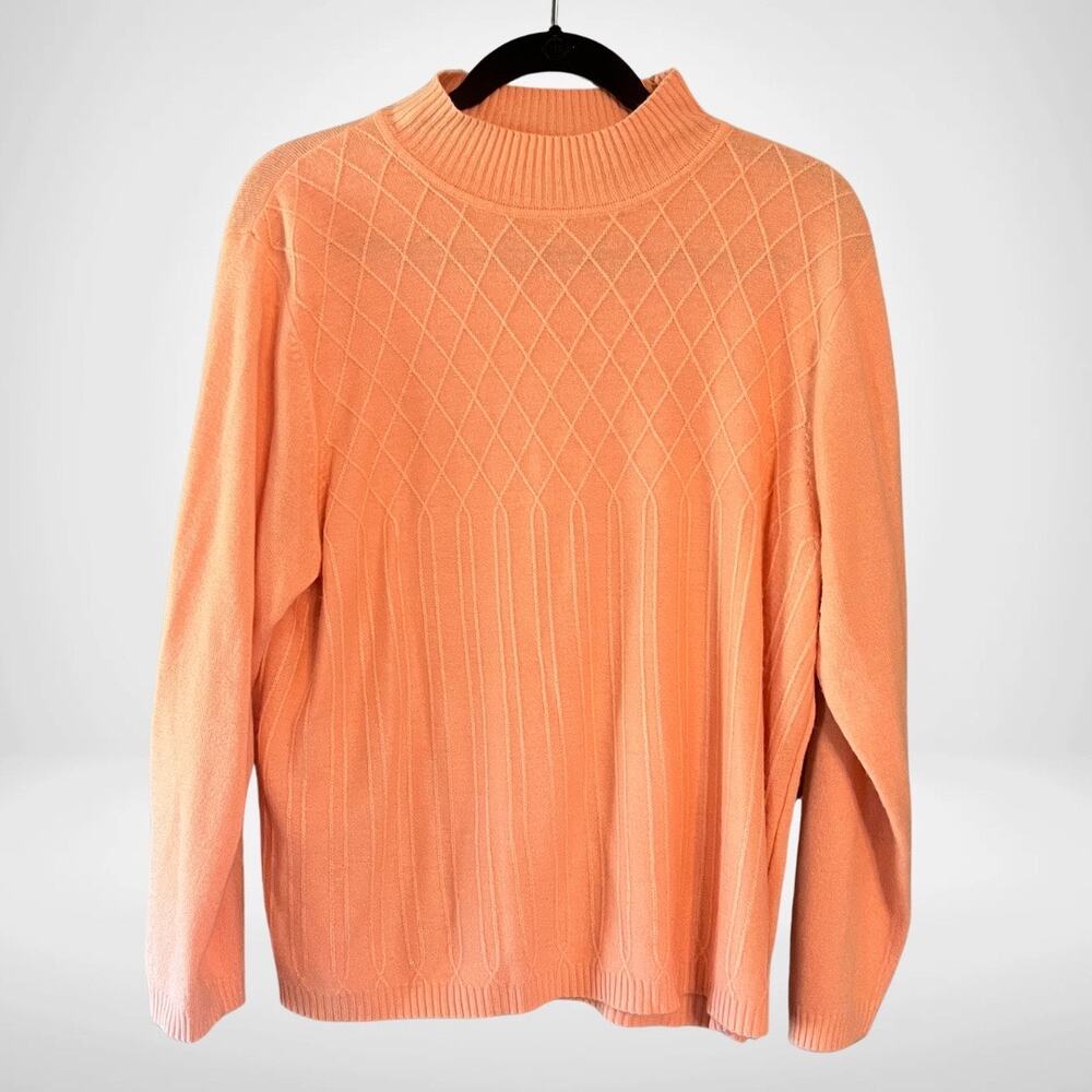 Studio Works Cozy Soft Colorful Fall Orange Textured Knit Sweater, Size 1X